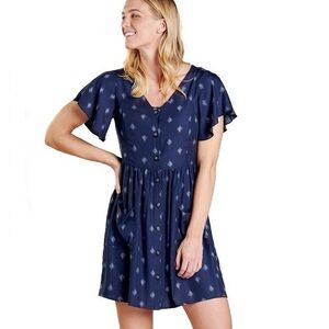 NWT Toad & Co Hillrose SS Dress True Navy Geo Motif